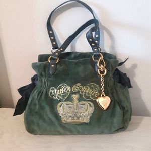 Juicy Couture olive/gold rhinestone velor purse